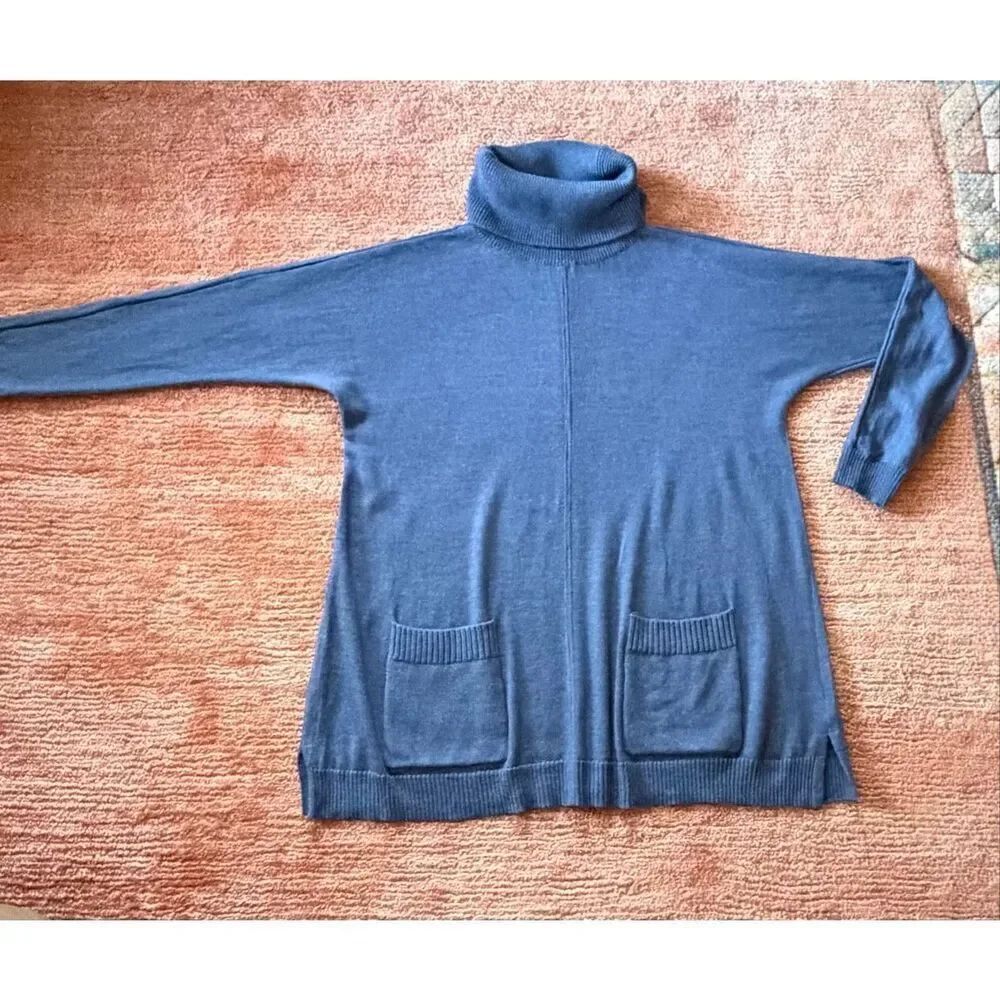Talbots 100% Merino Wool Turtleneck Tunic Sweater Size L